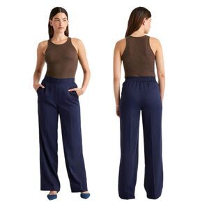 Quince Stretch Crepe Classic Trouser Pants Navy Size 12